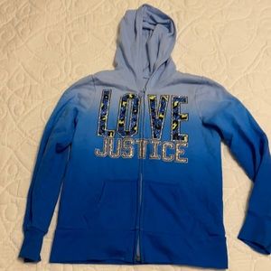 Justice hoodie blue size 8